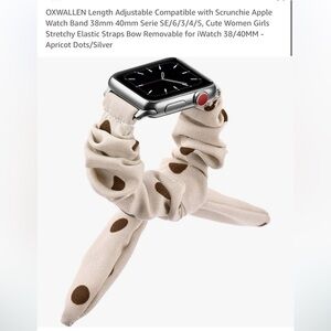 Apple Watch band, scrunchie tan with polka dots